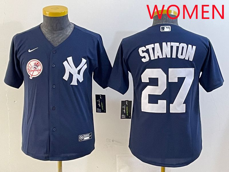 Women New York Yankees 27 Stanton Blue Game 2025 Nike MLB Jersey style 5